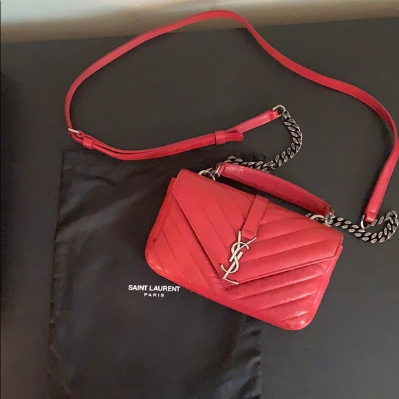 Yves Saint Laurent Handbags - SAINT LAURENT “YSL” RED CROSSBODY